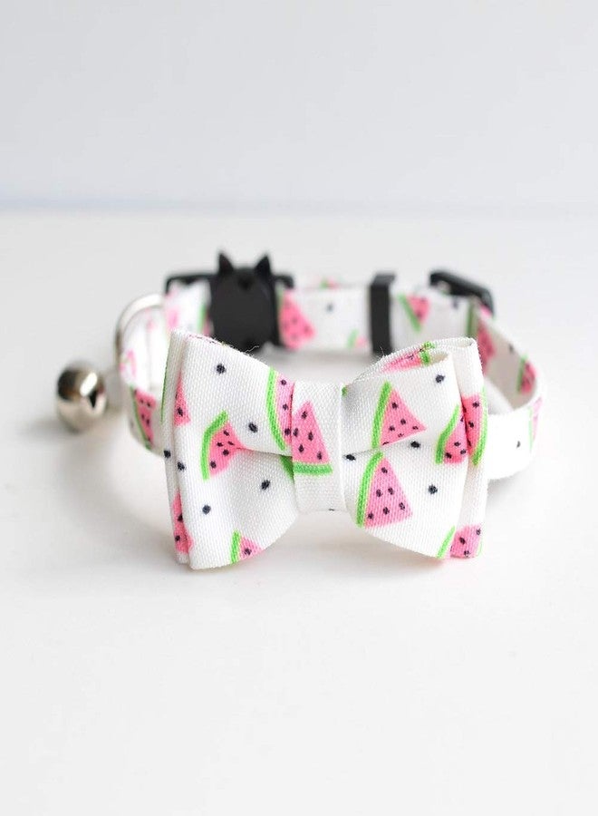 M-YOUNG Cat Collar Breakaway with Bell and Bow Tie, Plaid Design Adjustable Safety Kitty Kitten Collars(6.8''-10.8'') (Watermelon) - Image 4
